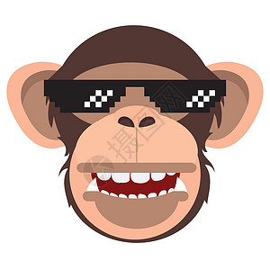 大猩猩脸戴眼镜的凉爽猴子设计图片