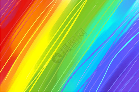 彩虹线条丙烯酸背景 彩虹色 多色 带有明显的油漆笔触 条纹和颜色线条 艺术 横幅背景插画