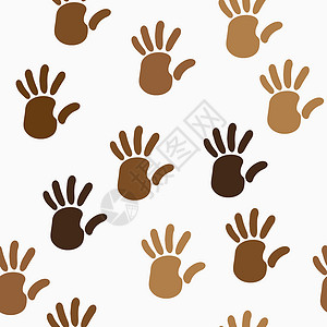 宽容他人一个人的双手与不同肤色的无缝图案在一起 种族平等 多样性 宽容的象征 具有不同肤色容忍度和反种族主义概念的人手掌 向量设计图片