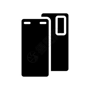 电话带字素材智能手机黑格字图标插画