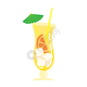 遮阳伞图标鸡尾酒图标 带有饮料图标的鸡尾酒杯 带伞的夏日饮品果汁插图玻璃餐厅网络水果食物液体卡通片菜单背景