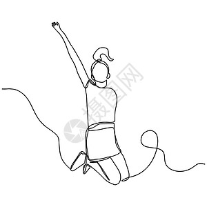 性感跳跃女郎一位年轻女士在空中跳跃 跳跃女郎 矢量插图幼儿园乐趣卡通片派对喜悦运动孩子们青少年音乐生日设计图片