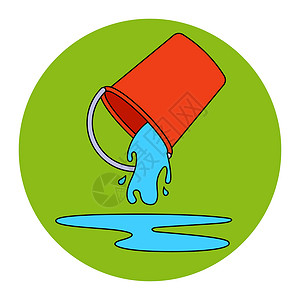 把一桶水倒在地上 洗地板卡通片塑料蓝色艺术插图家务水坑淋浴飞溅细流插画