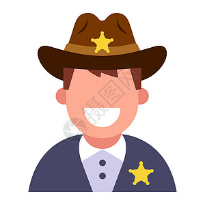 在西部野生的治安官 戴着牛仔帽和金徽章高清图片