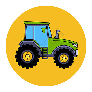 稻草拖拉机野外的绿色拖拉机设计图片