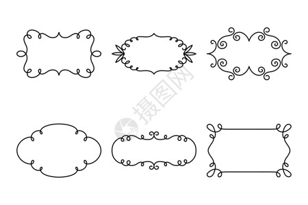 矢量装饰线性框架集 复古框架设计元素 花丝 装饰边框 页面装饰 白色隔离的分隔线漩涡菜单婚礼邀请函标签收藏横幅装饰品奢华插图背景图片