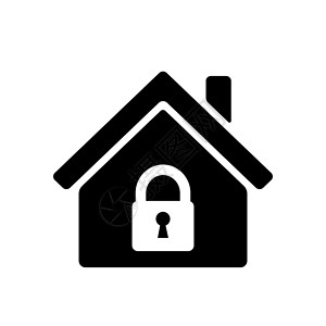 住房保险锁定房屋图标 安全符号 带锁的家插画
