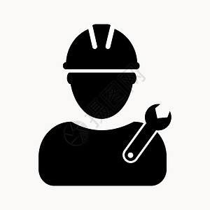 产后修复师建筑工人矢量图标 高品质黑色风格的矢量图标职业员工安全帽用户基础设施建筑师锤子男性修理工经理设计图片