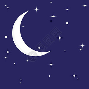 天空模板上的月亮蓝色月球星系星星天文学月光卡通片宇宙星光黑色背景图片