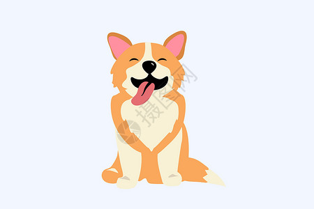 威尔士犬快乐的狗微笑可爱微笑的威尔士柯基犬狗微笑的脸插画