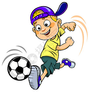 踢足球卡通男孩踢足球男性艺术足球运动快乐插图卡通片涂鸦游戏孩子背景