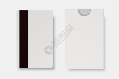 矢量 3d 逼真白色客房标准塑料钥匙卡 带磁条 纸盒 封面 钱包隔离 用于样机 品牌的酒店房间塑料钥匙卡设计模板 正视图背景图片