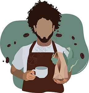 土匪咖啡业务概念咖啡师制作咖啡团队女性创业精神技术伙伴咖啡店工作团体早餐插画