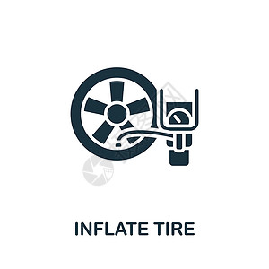 氮给轮胎图标充气 用于模板 网页设计和信息图形的单色简单线汽车服务图标插画