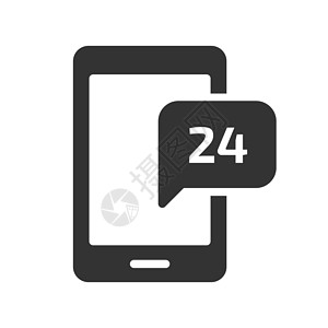 24小时电话24小时流动支持矢量图标孤立符号设计图片