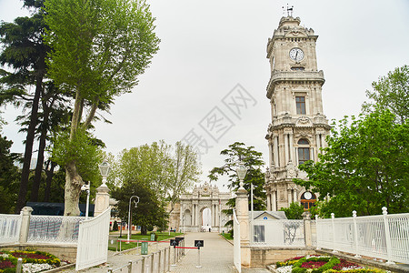 tower土耳其伊斯坦布尔多尔马巴赫宫领土内的时钟铁塔Clock Tower拨号旅游吸引力旅行文化城市建筑路线小时首都背景