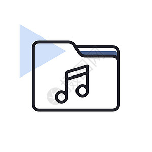 带有音乐笔记矢量 ico 的文件夹歌曲旋律界面档案目录按钮插图背景图片