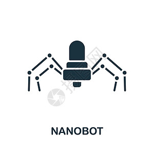 述职竞聘Nanobot 图标 用于模板 网络设计和信息图的单色简单线条未来技术图标农场食物科学工程器人述职商业机器电脑标识设计图片