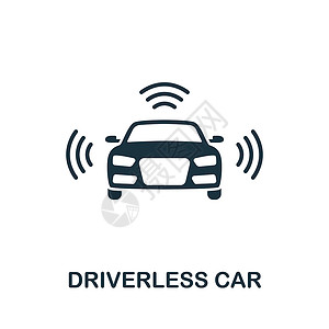 汽车激光雷达无人驾驶汽车图标 用于模板 网页设计和信息图形的单色简单线条未来技术图标控制插图驾驶车辆互联网汽车机器人安全上网交通插画