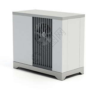 在白色背景上隔离的空气源热泵电气技术扇子加热器气候系统力量护发素单元器具背景