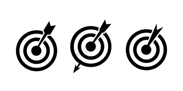 飞镖 靶心目标图标集 目标图标向量 目标营销图标矢量插画