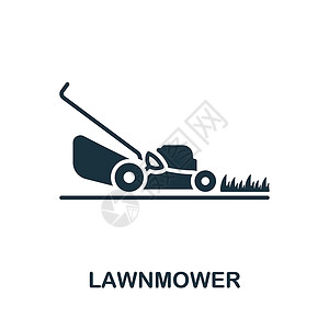 机器人割草机割草机图标 用于模板 网页设计和信息图形的单色简单线条管家图标插画
