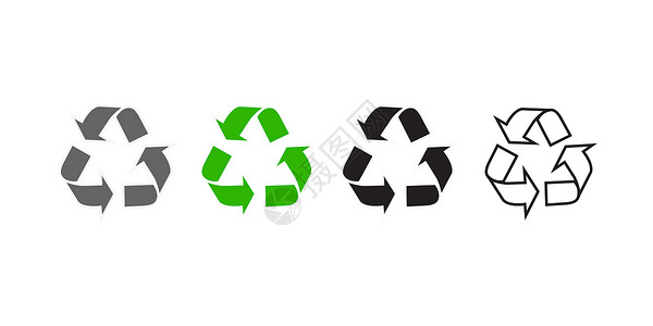 材料回收一套循环利用图标 循环利用标识符号 矢量说明插画