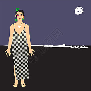 纱笼印度尼西亚巴厘岛沙龙莫提夫的海滩服装插图图案女孩创造力裙子指导横幅沙滩纺织品装饰品魅力插画