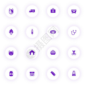 紫色矢量图标 在有紫色阴影的光圆钮扣上插画
