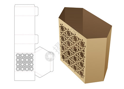 蜂窝纸板六边形文具箱 装有静态阿拉伯语模式的六角文具箱插画