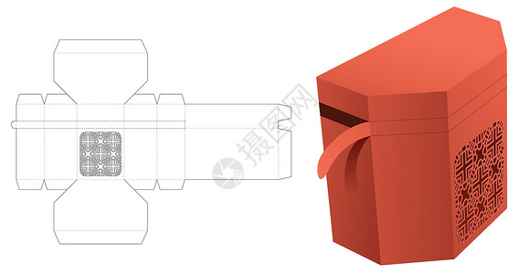 固态外接盒配有固态模式的立体模版和3D模型的齐接胸形盒插画