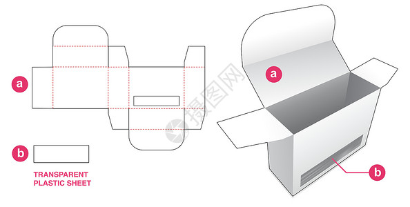 带有窗口和透明塑料薄纸的短框剪切模板插画