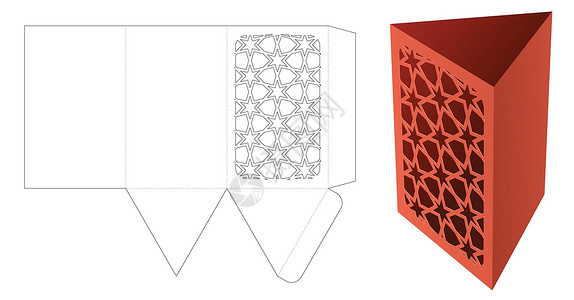 三角形外形文具盒 内装有固定模式的死板剪切模板和 3D 模型背景图片