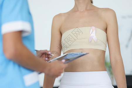 乳腺病女性乳腺和肿瘤检查的医生检查女孩摄影药品诊所疾病诊断丝带乳房考试x线背景