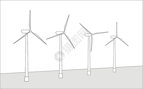 一套风力涡轮机矢量图像背景图片