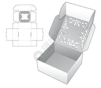 堆叠清酒盒堆叠折叠盒死切模板和 3D 模型插画