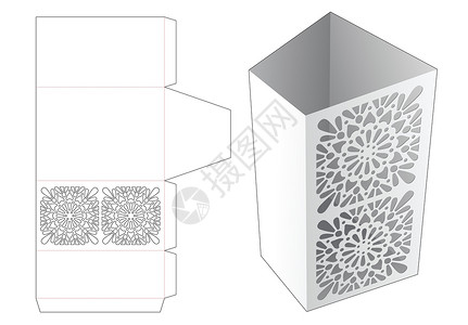 切除模板和3D模型的死字折叠文具盒背景图片