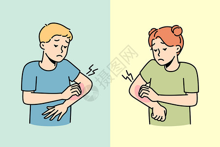 手臂护理儿童感到痒痒 过敏插画