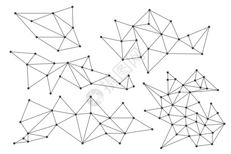 简约几何标签贴一组三角线性元素-矢量插画
