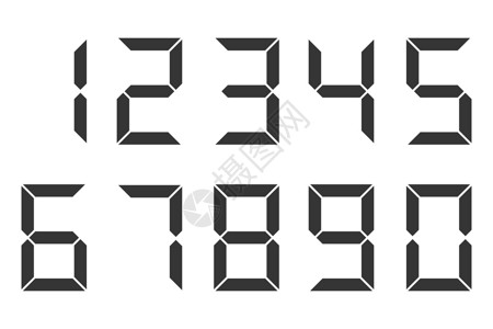 液晶数字一组数字数 矢量数字时数号网络插图电气黑色展示字体计算器屏幕时间小时插画