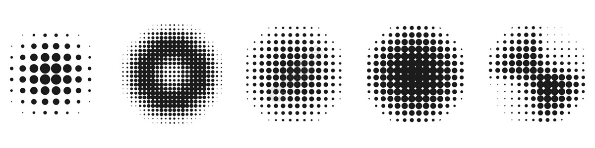 半调效果矢量元素 点圆标签框架横幅流行风格标识圈子圆形坡度插图背景图片