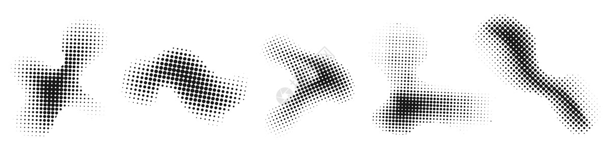 萎调半调效果设计元素 抽象形状黑色矢量插图坡度邮票横幅收藏装饰流行创造力插画