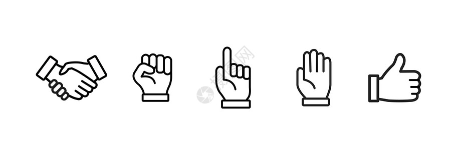 握手手势矢量图像集手部图案图标线插画