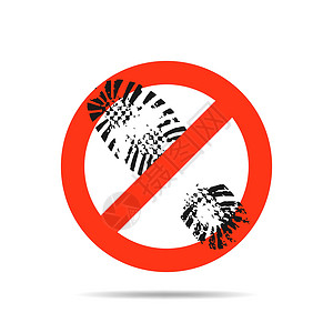 脚印标志禁止穿鞋走路的标志 矢量插图插画