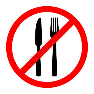 没有食用标志 矢量插图黑色海报圆圈白色红色禁令警告早餐背景图片