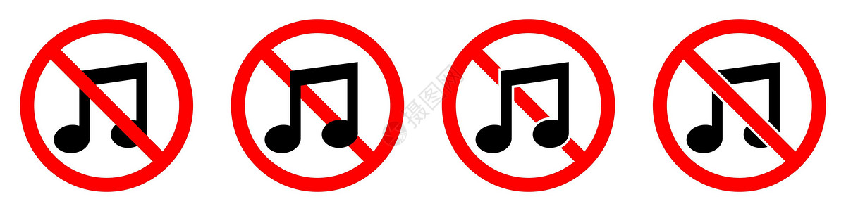 说话声音素材声音禁令图标 禁止播放音乐 停止音乐图标 矢量图音符旋律噪音说话打扰插图标签作品圆形警告设计图片