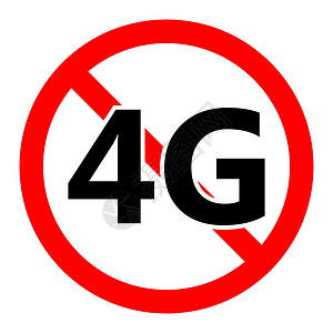 4G 禁止移动网络图标 4G 信号被禁止速度数据标签安全禁令警告播送风险危险技术背景图片