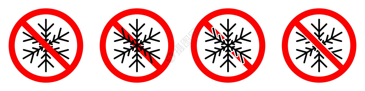 映霜红使用雪花图标停止或禁止红圆符号 禁用冻结食物温度设计雪片技术警告禁令冰箱圆圈护发素设计图片