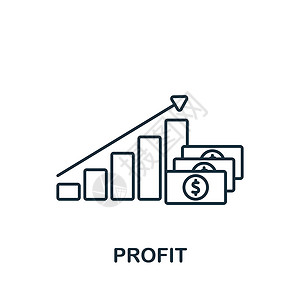 基金图利润图标 单色简单会计图标 用于模板 网络设计和信息图的核算中风报告图表商业金融经济硬币市场银行社区插画