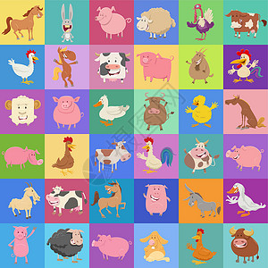 鸡型汤锅带有漫画农场动物品型的背景设计工具Name插画